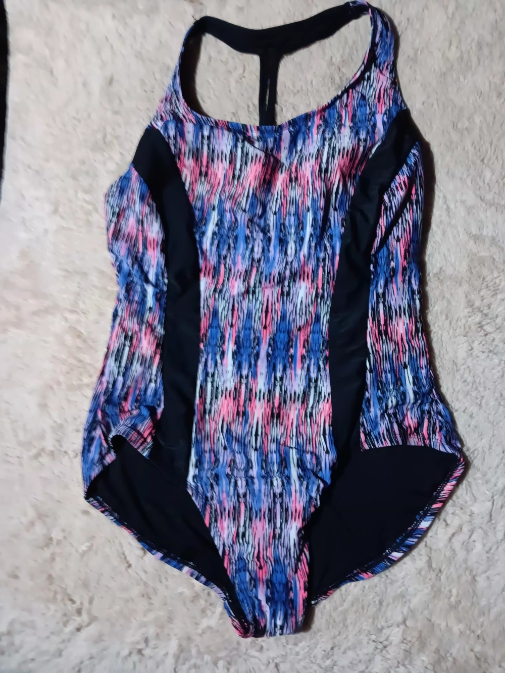 Catalina Blue, Pink and Black T-Back One-Piece Swimsuit